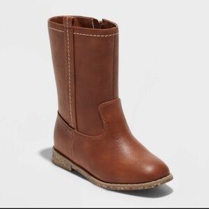 Cat & Jack toddler girls' Aubriella zipper riding boots cognac brown size 8
